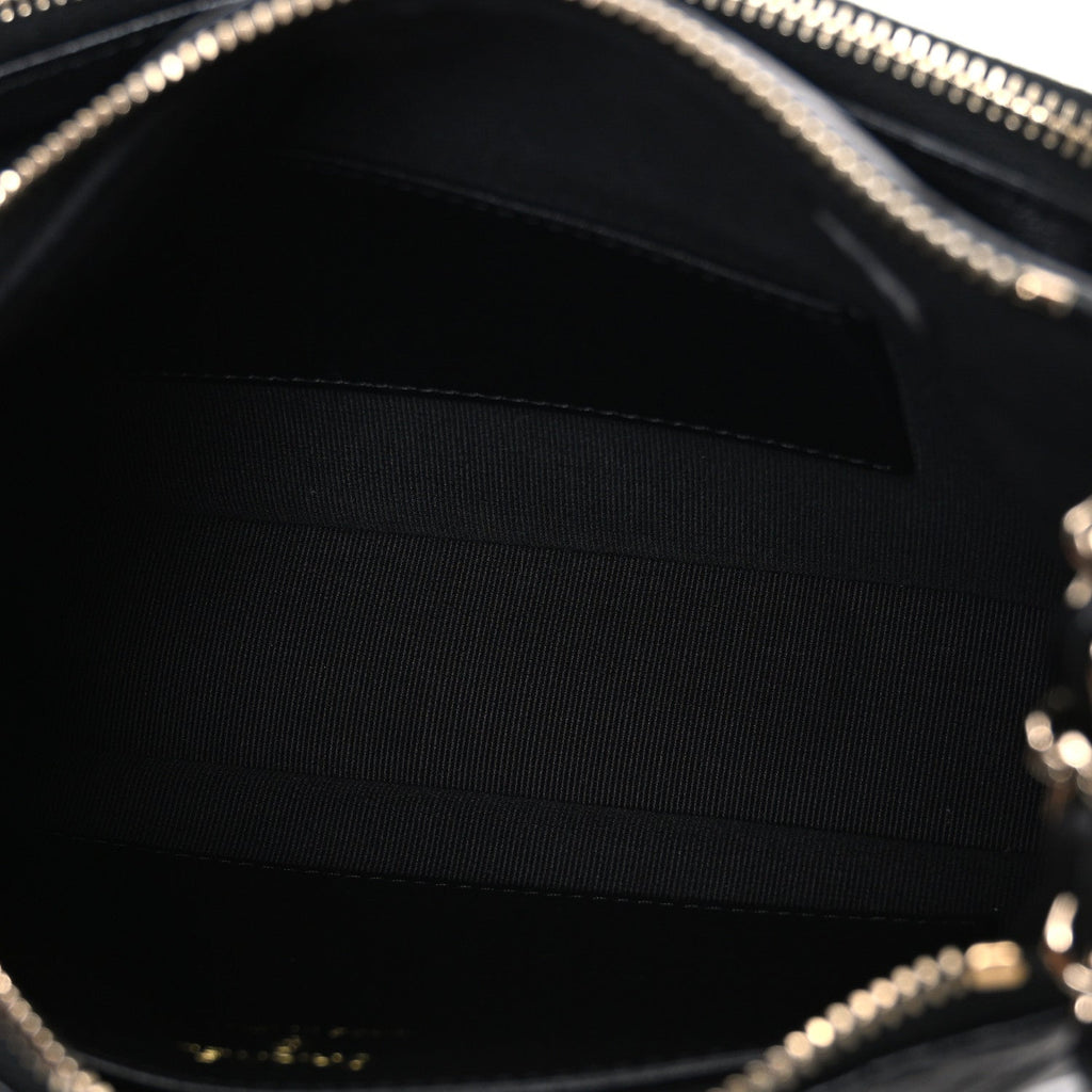 Shiny Crumpled Lambskin Quilted Small Preppy Pocket Clutch With Chain Black