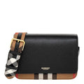 Burberry Women's Mackford Leather Flip Check Shoulder Bag, Black