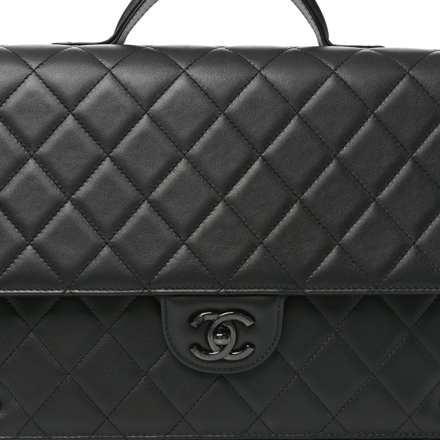 Lambskin Quilted Briefcase Satchel So Black