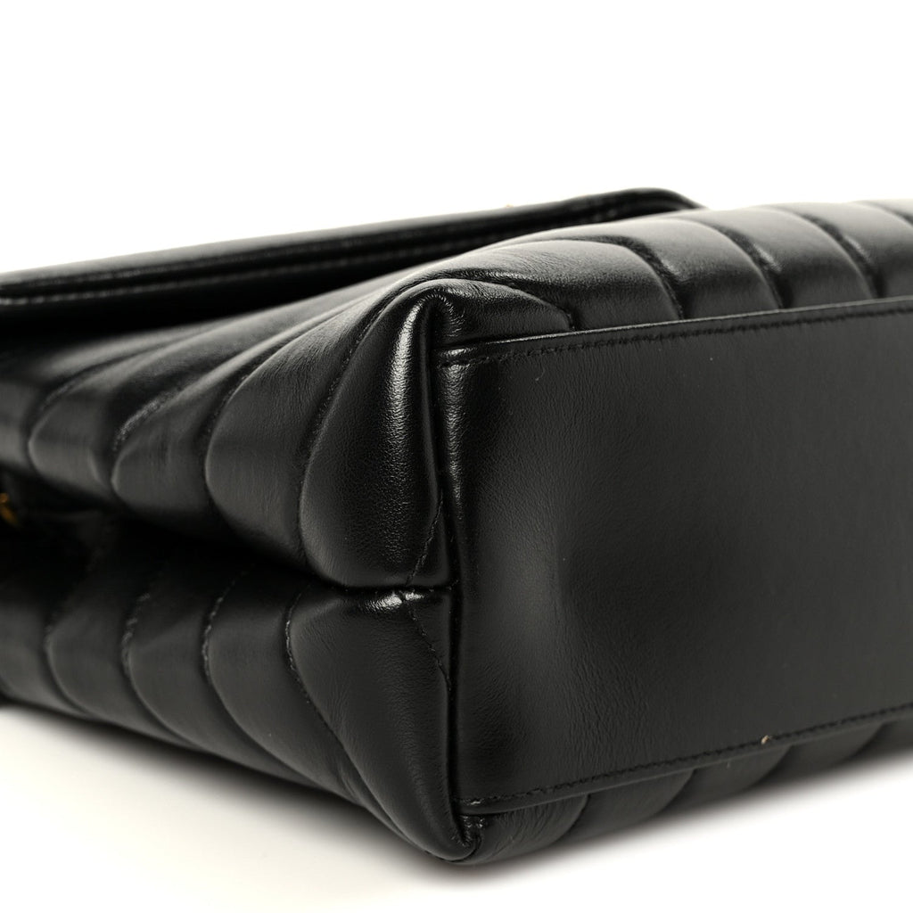 Calfskin Y Quilted Monogram Small Loulou Chain Satchel Black