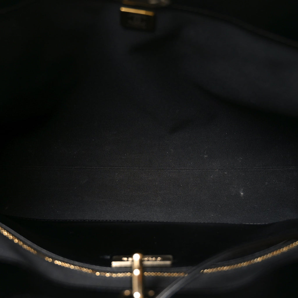 Shiny Lambskin Quilted 31 Shopping Bag Black
