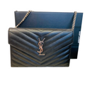 YSL Saint Laurent Monogramme Calfskin Leather Wallet on a Chain Handbag Black NWB