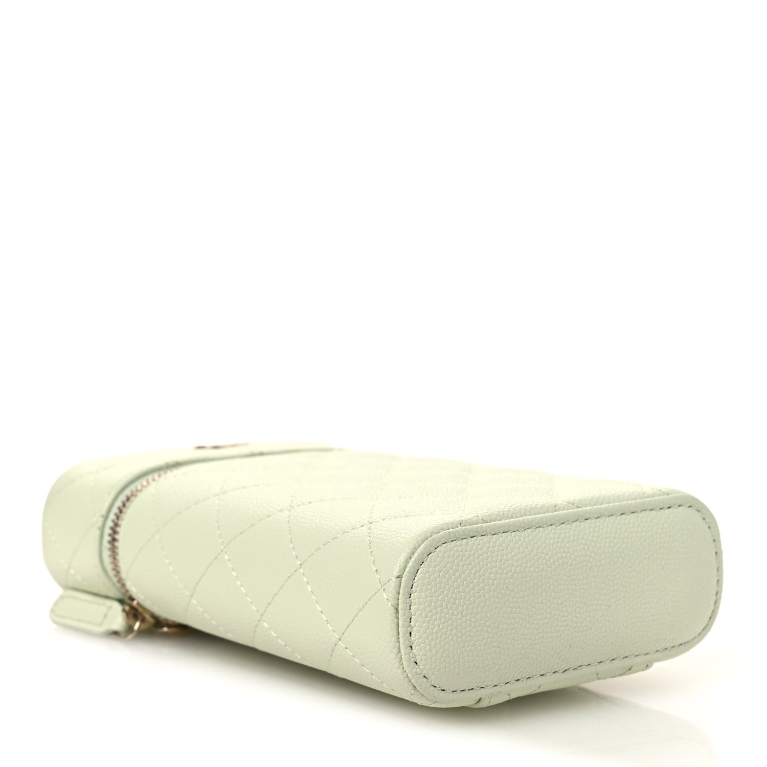 Caviar Quilted Phone Holder With Chain Light Green