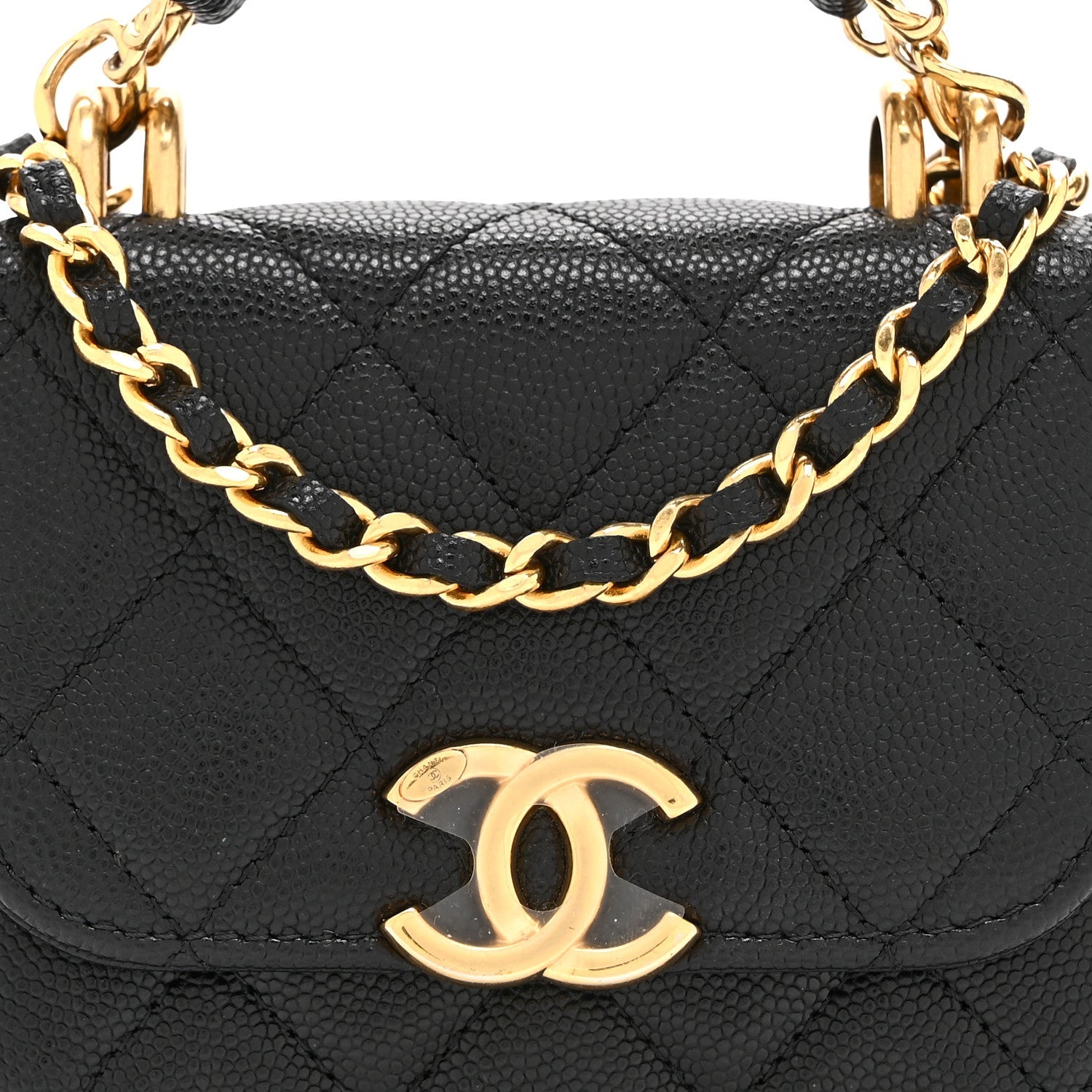 Caviar Quilted Coco First Clutch With Chain Black