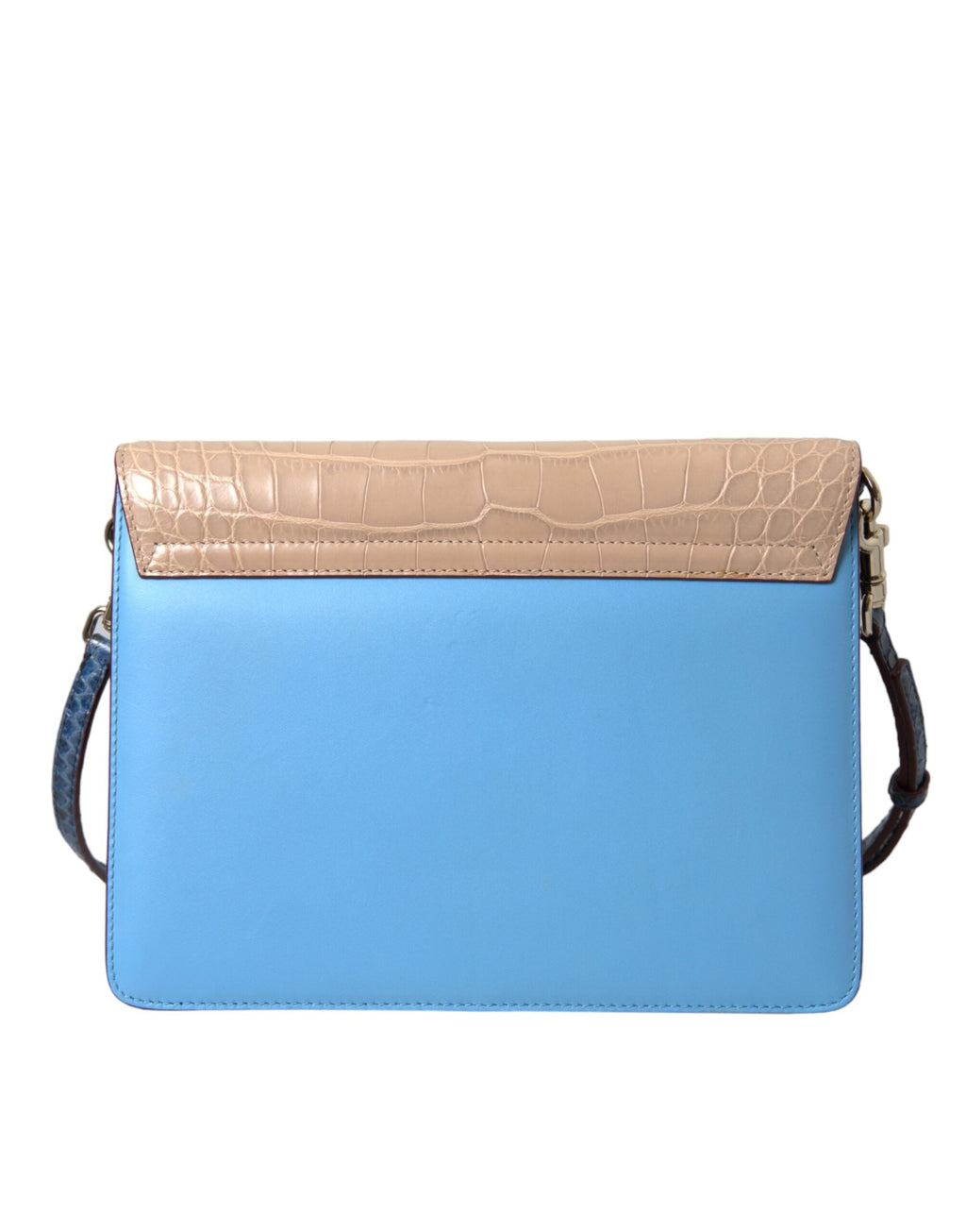 Dolce & Gabbana Blue Beige Exotic Leather LUCIA Crossbody Purse Women's Bag ( )