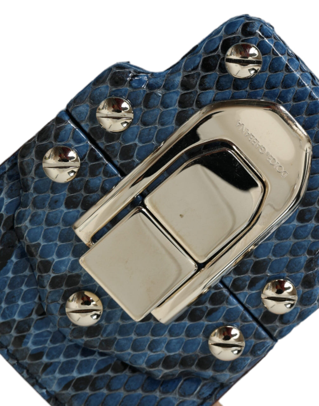 Dolce & Gabbana Blue Beige Exotic Leather LUCIA Crossbody Purse Women's Bag ( )