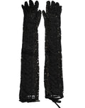 Dolce & Gabbana Black Taormina Lace Elbow Length Women's Gloves