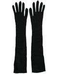 Dolce & Gabbana Black Cashmere Knitted Elbow Length Women's Gloves