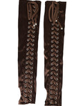 Dolce & Gabbana Brown Acetate Lace Up Fingerless Women's Gloves