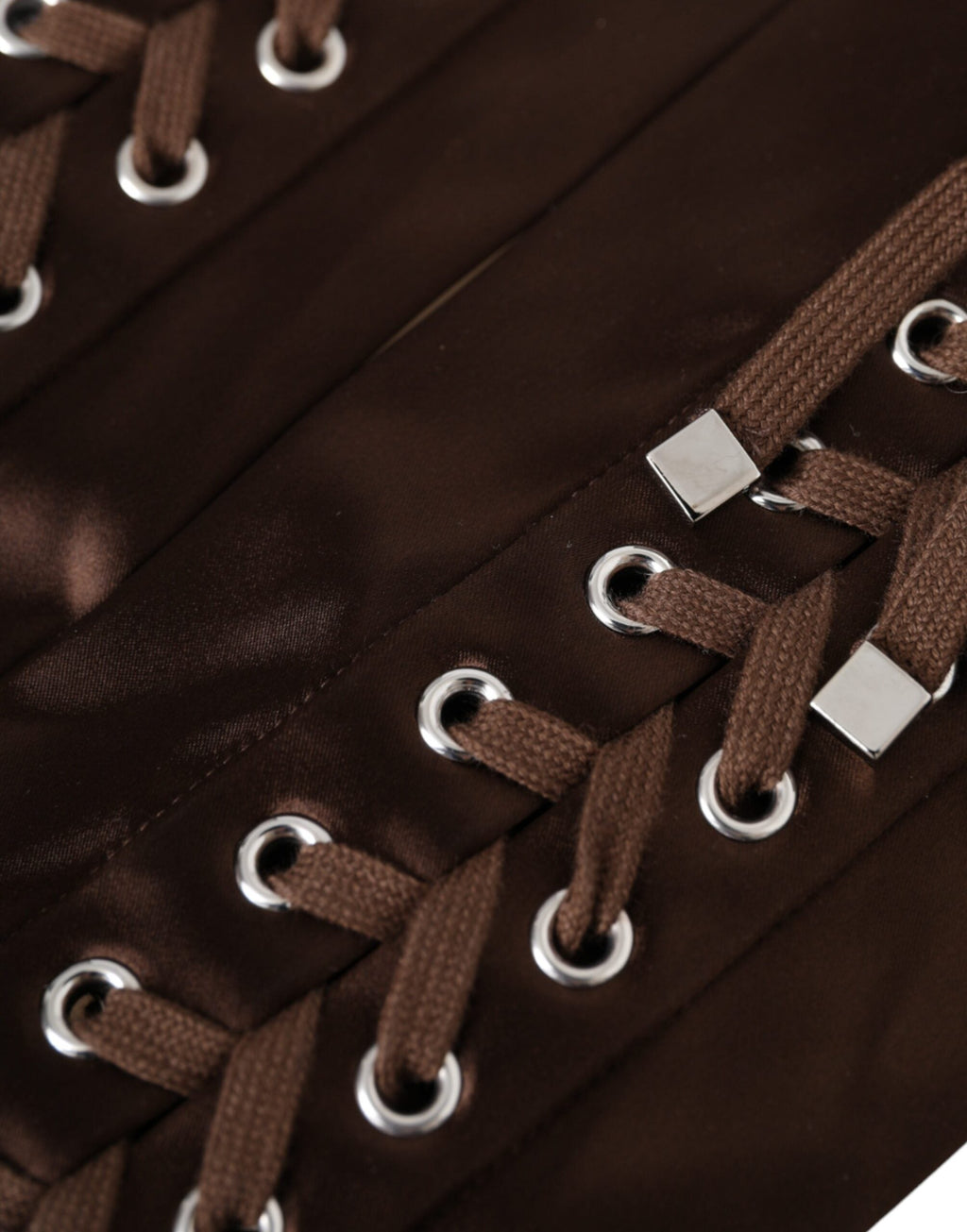Dolce & Gabbana Brown Acetate Lace Up Fingerless Women's Gloves