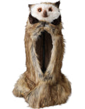 Dolce & Gabbana Brown Owl Faux Fur Whole Head Cap Women's Hat
