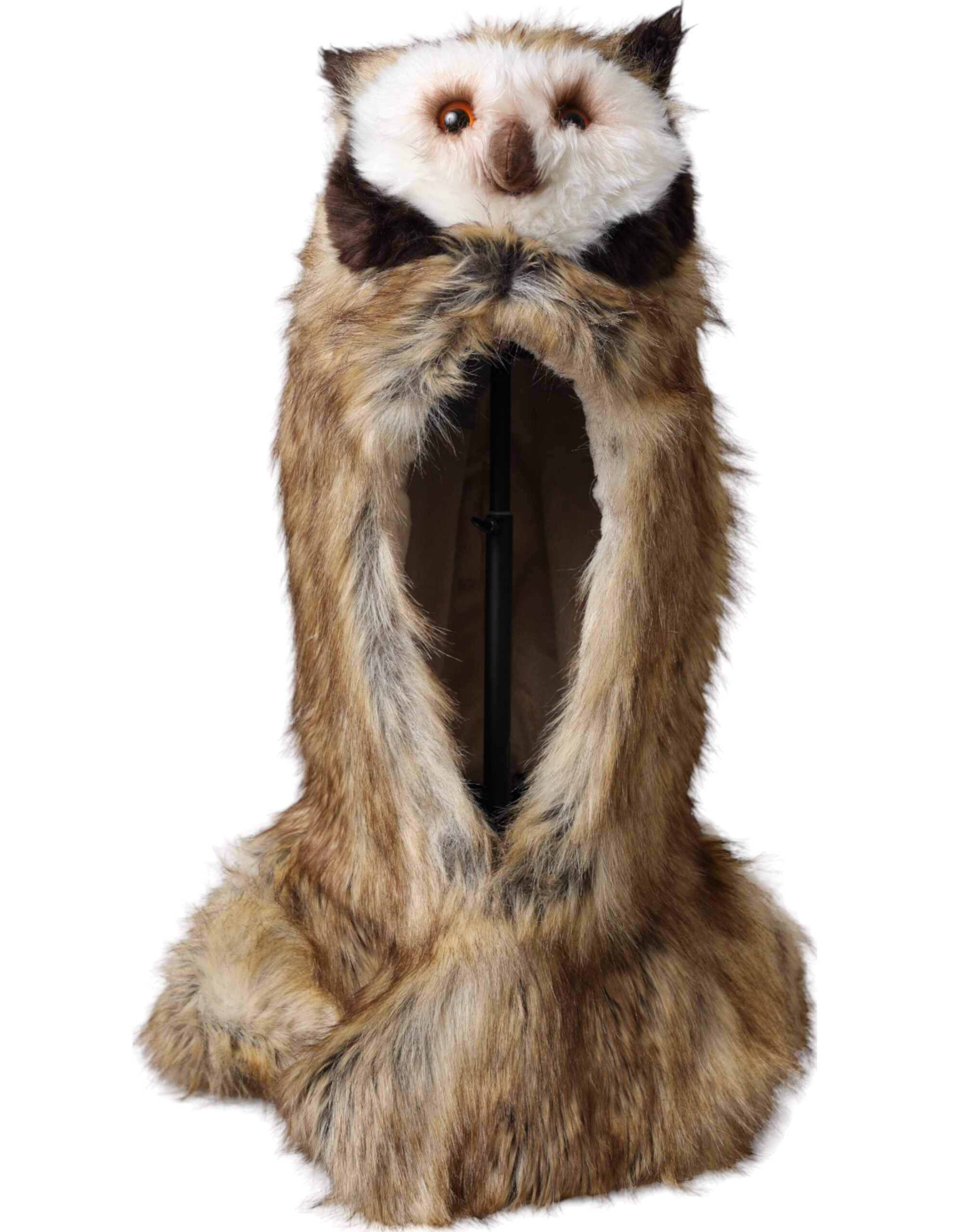 Dolce & Gabbana Brown Owl Faux Fur Whole Head Cap Women's Hat