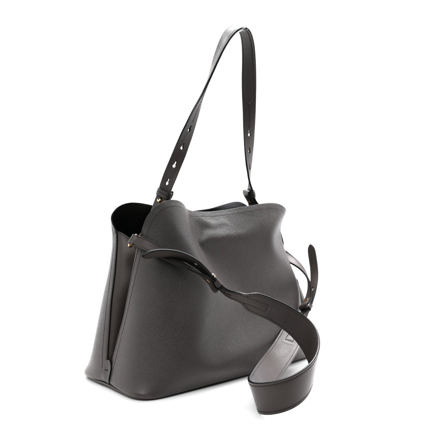 Saffiano Cuir Calfskin Matinee Tote Fumo Black