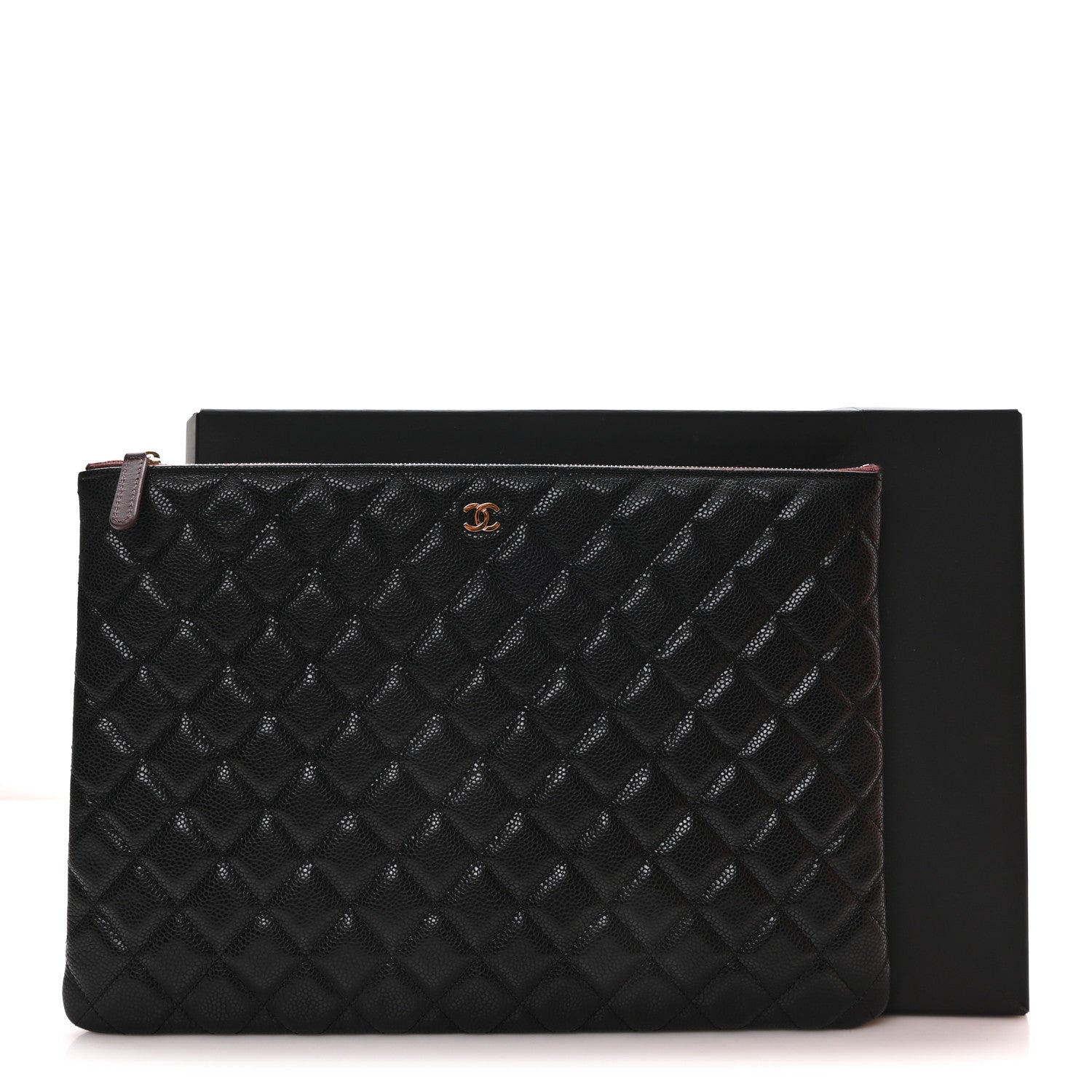 Caviar Quilted Large Cosmetic Case Black