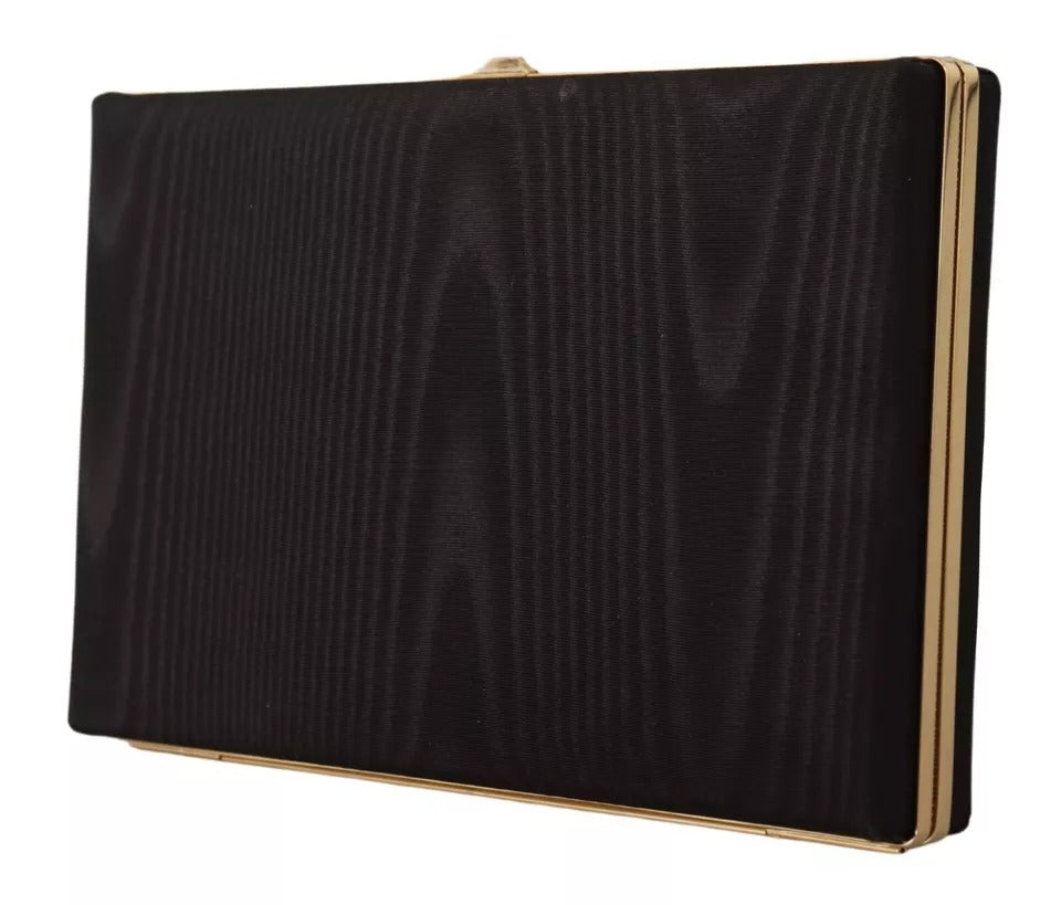 Dolce & Gabbana Black Silk Gold Frame Clutch Evening Party Purse Women's Bag ( )