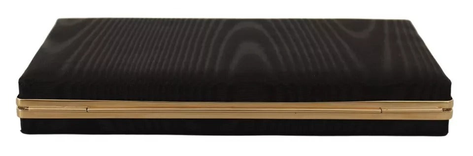 Dolce & Gabbana Black Silk Gold Frame Clutch Evening Party Purse Women's Bag ( )