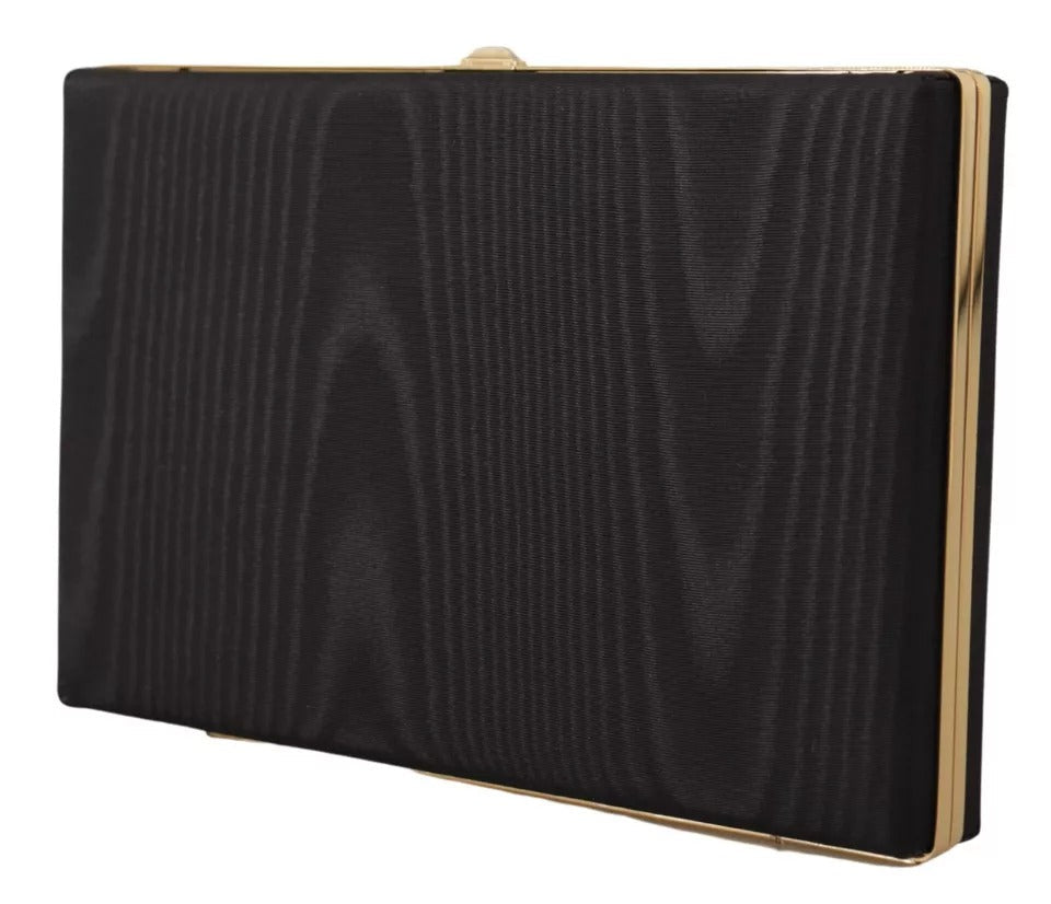 Dolce & Gabbana Black Silk Gold Frame Clutch Evening Party Purse Women's Bag ( )