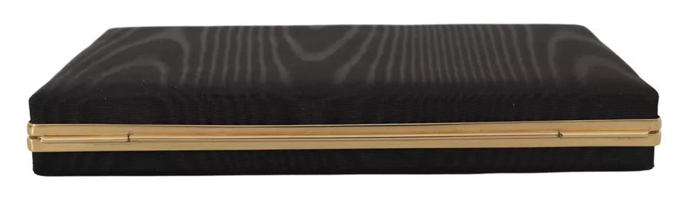 Dolce & Gabbana Black Silk Gold Frame Clutch Evening Party Purse Women's Bag ( )