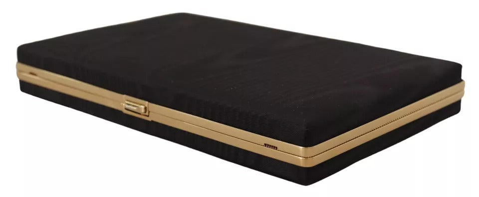 Dolce & Gabbana Black Silk Gold Frame Clutch Evening Party Purse Women's Bag ( )