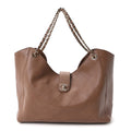Grained Calfskin Maxi Shopping Bag Brown