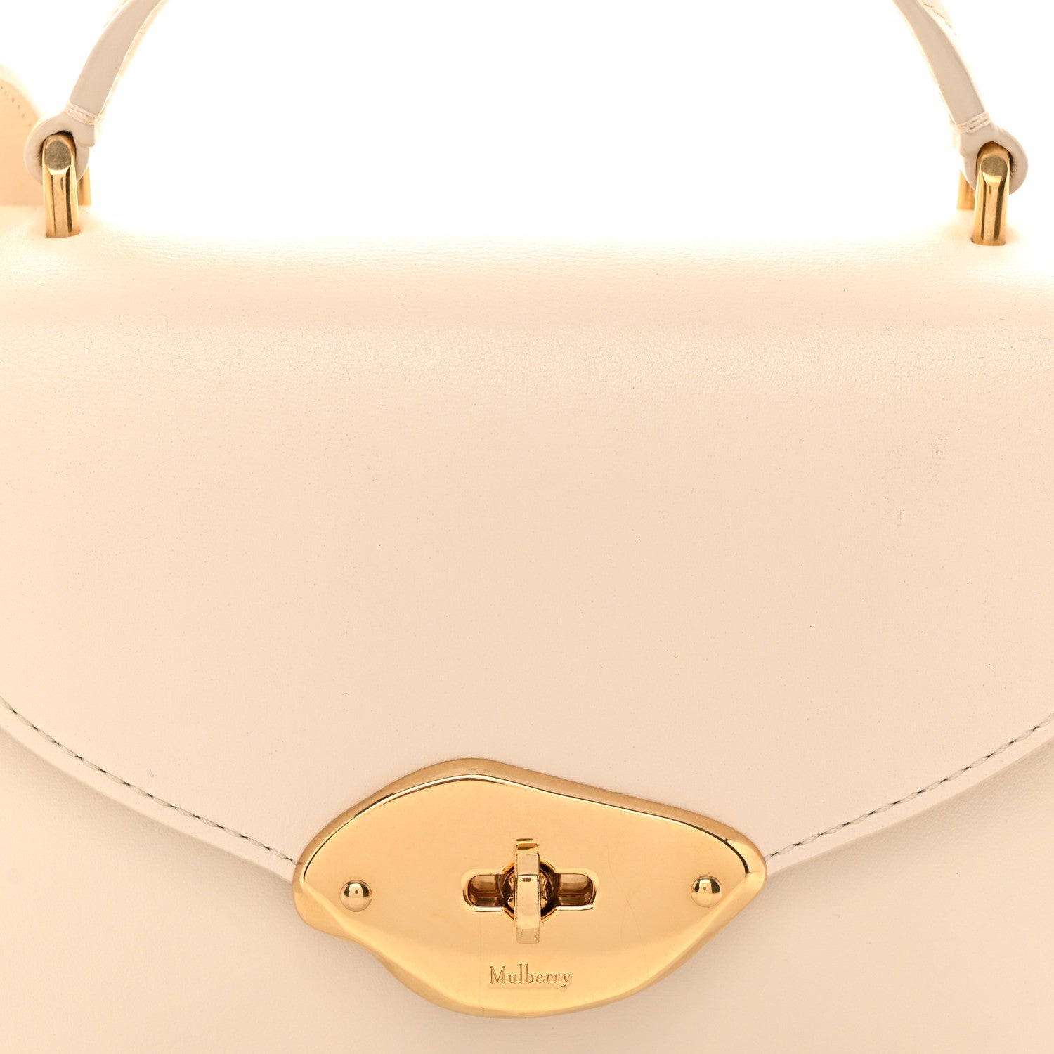 High Gloss Calfskin Lana Small Top Handle Eggshell