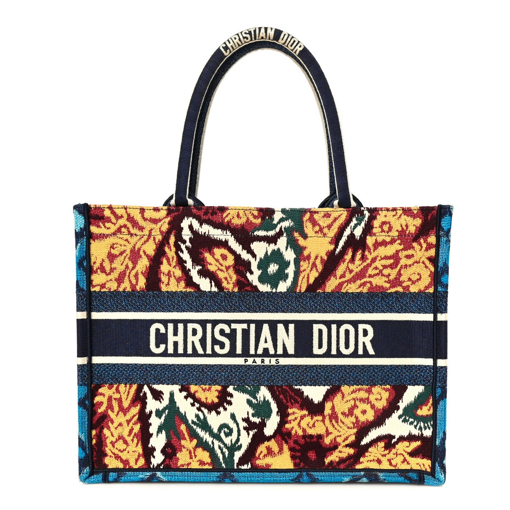 Canvas Embroidered Paisley Medium Book Tote Blue Multicolor