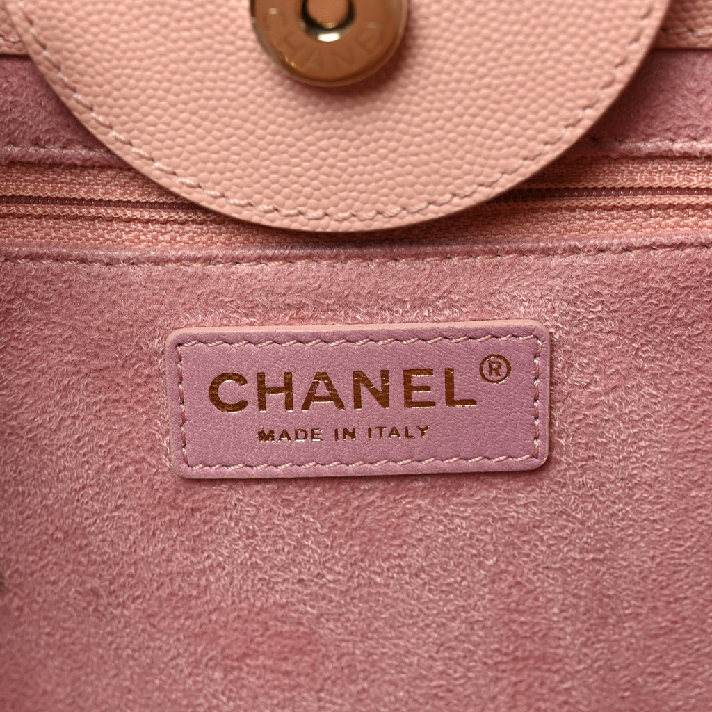 Caviar Small Studded Deauville Tote Light Pink