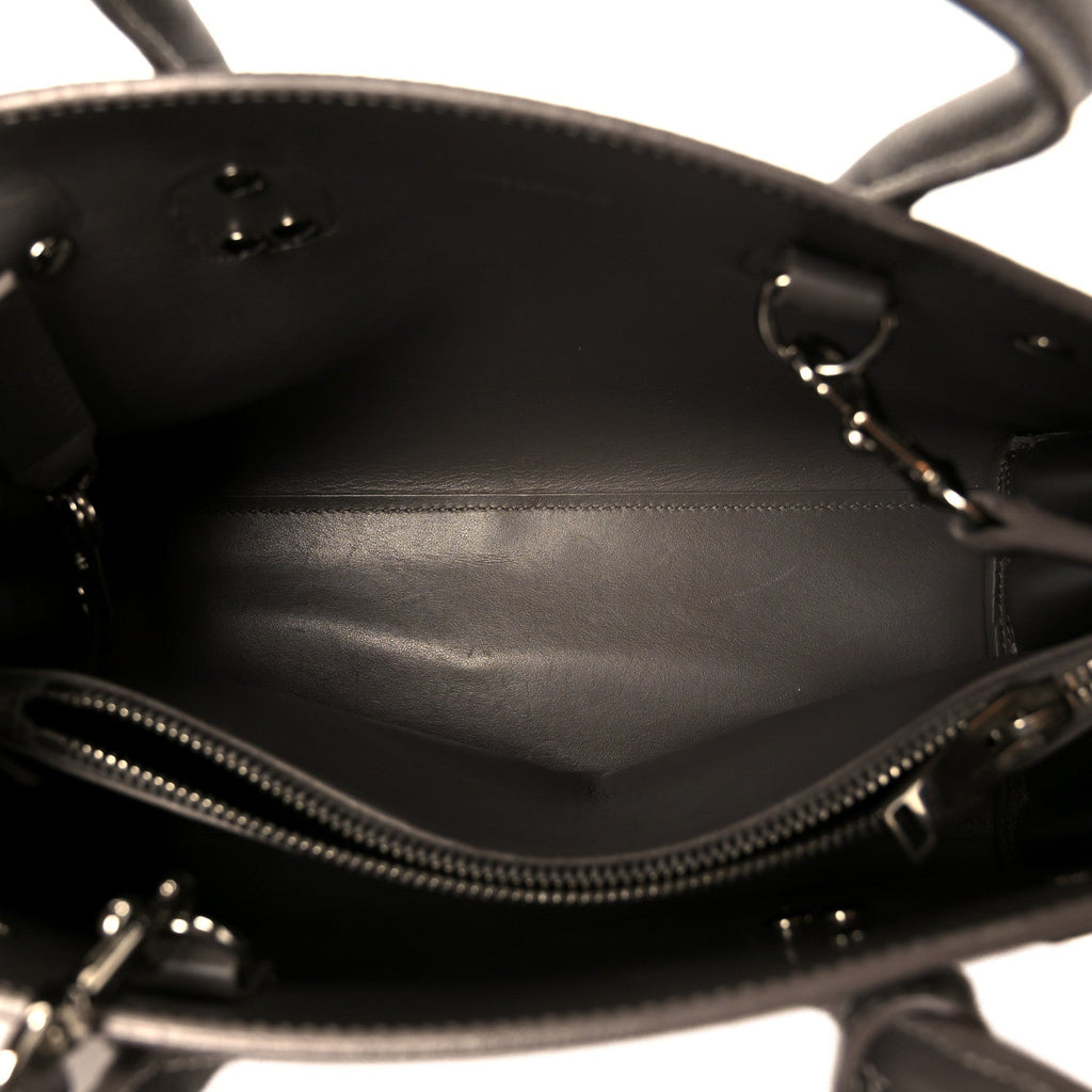 Grained Calfskin Topstich Baby Sac De Jour Grey