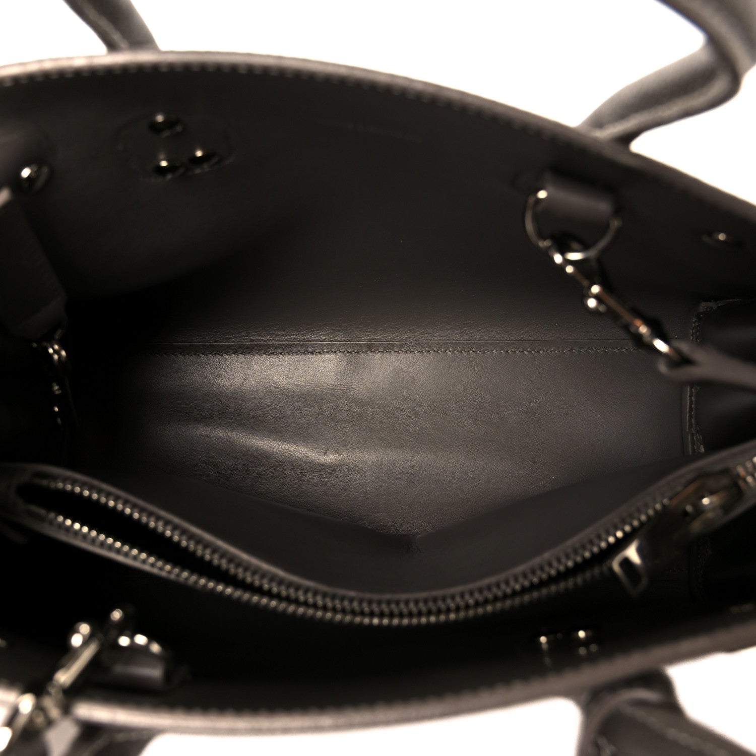 Grained Calfskin Topstich Baby Sac De Jour Grey