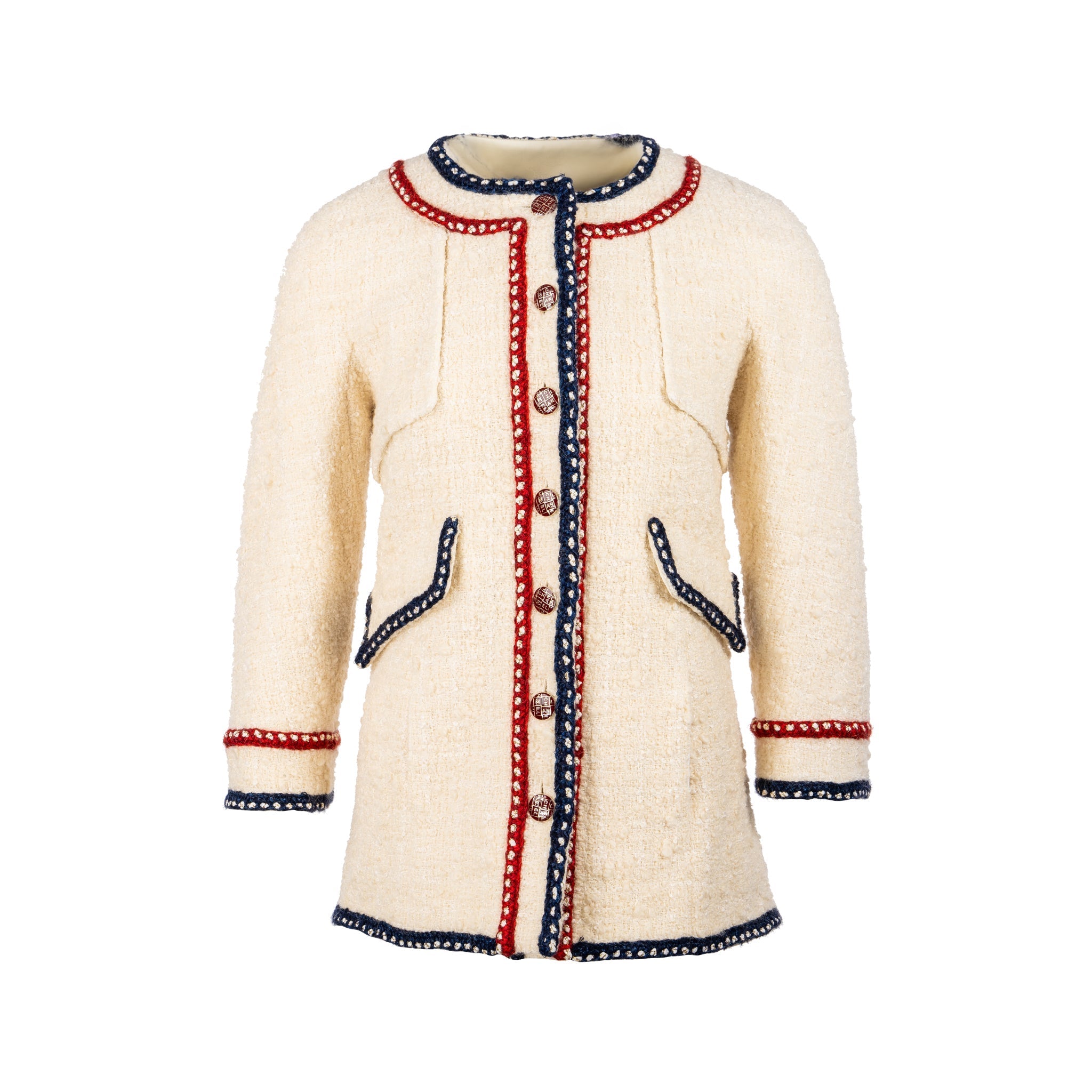 Chanel Size 36 18B Wool/Tweed Jacket Ecru/white