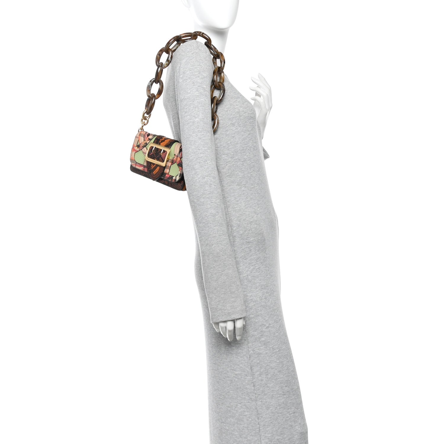 Calfskin Snakeskin Resin Madison Buckle Chain Bag Multicolor