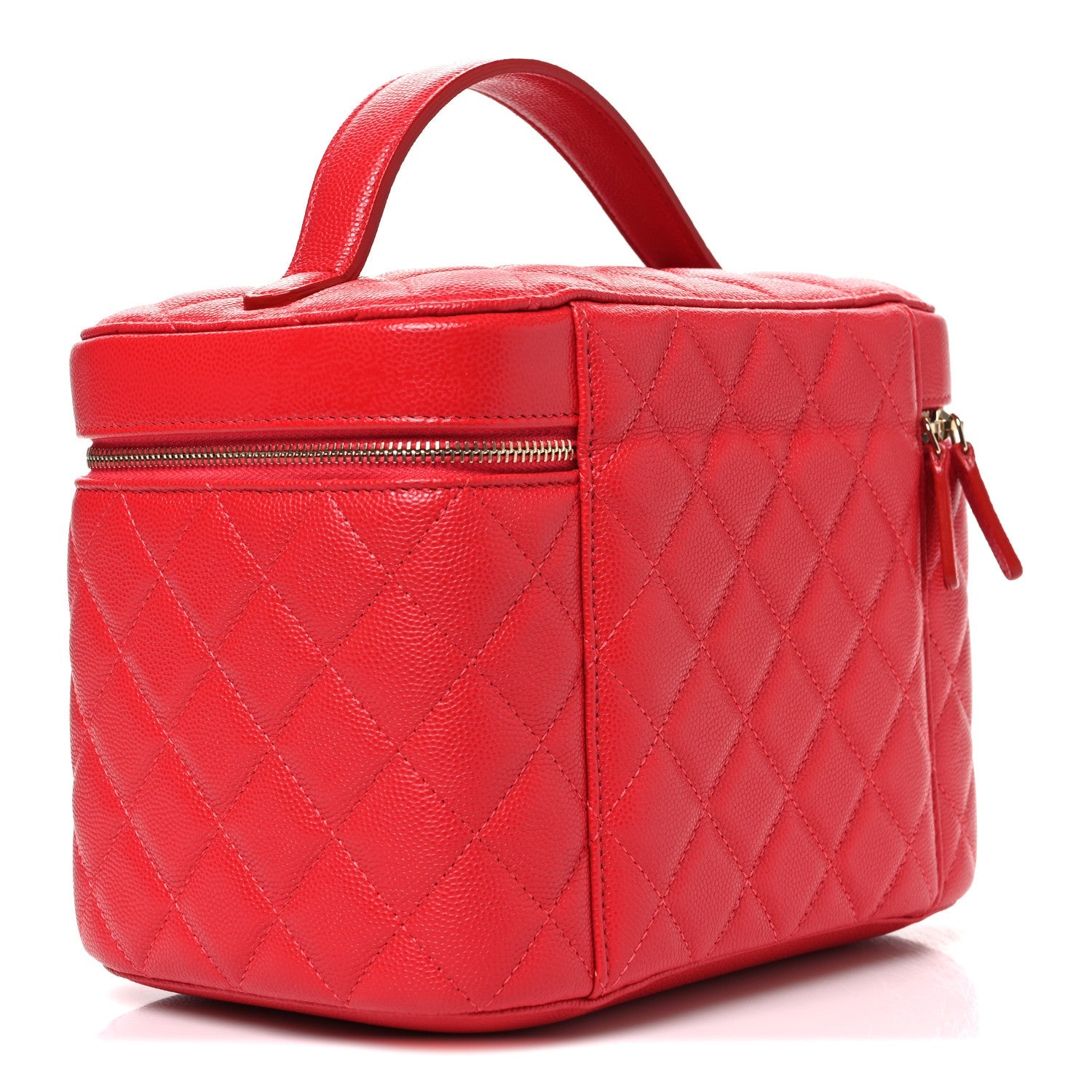 Caviar Quilted Large Vanity Pouch Red