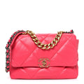 Lambskin Quilted Large Chanel 19 Flap Dark Pink