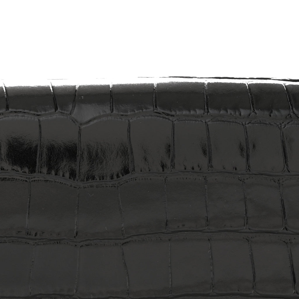 Calfskin Crocodile Embossed CC Clutch Black