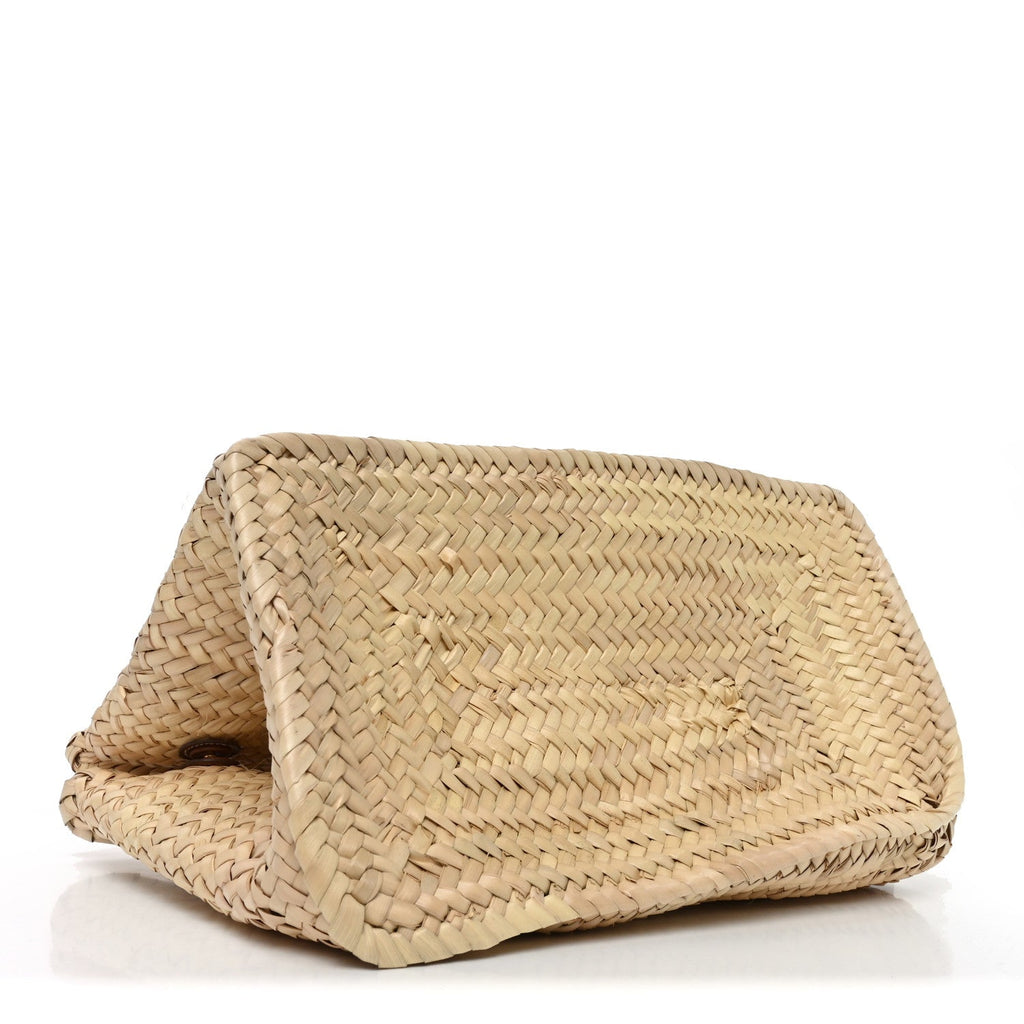 Raffia Braided Handle Tote Beige Cognac