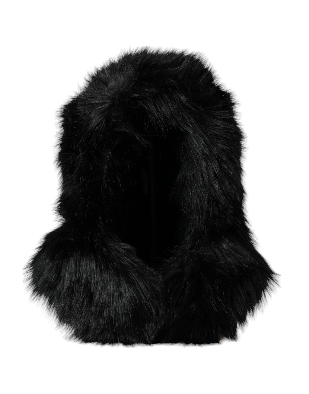 Dolce & Gabbana Black Faux Fur Whole Head Wrap Women's Hat