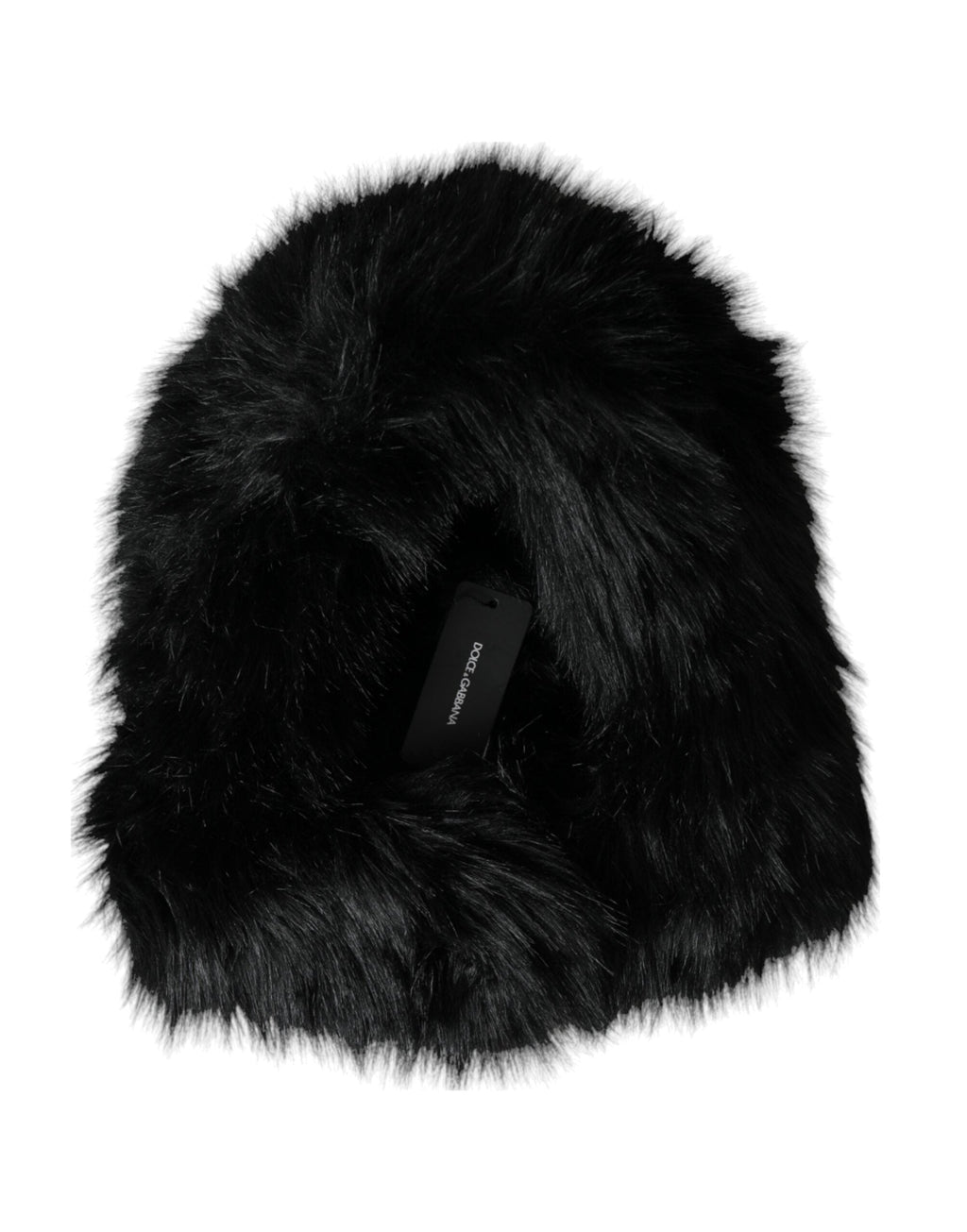 Dolce & Gabbana Black Faux Fur Whole Head Wrap Women's Hat