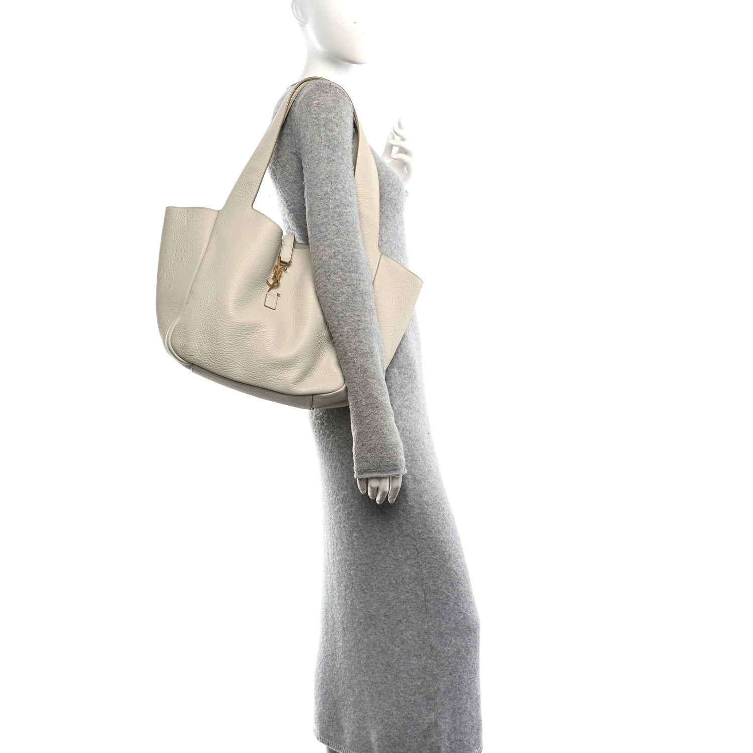 Grained Deerskin Bea Tote Blanc Vintage
