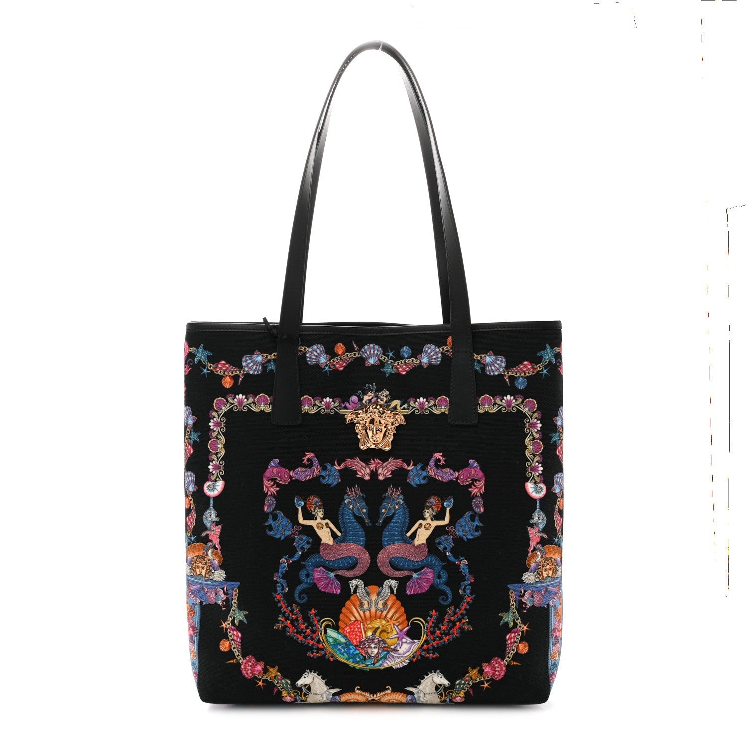 Canvas Underwater Medusa Tote Black Multicolor