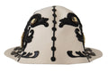 Dolce & Gabbana White Black Wool Embroidered Cameo Brooch Women's Hat