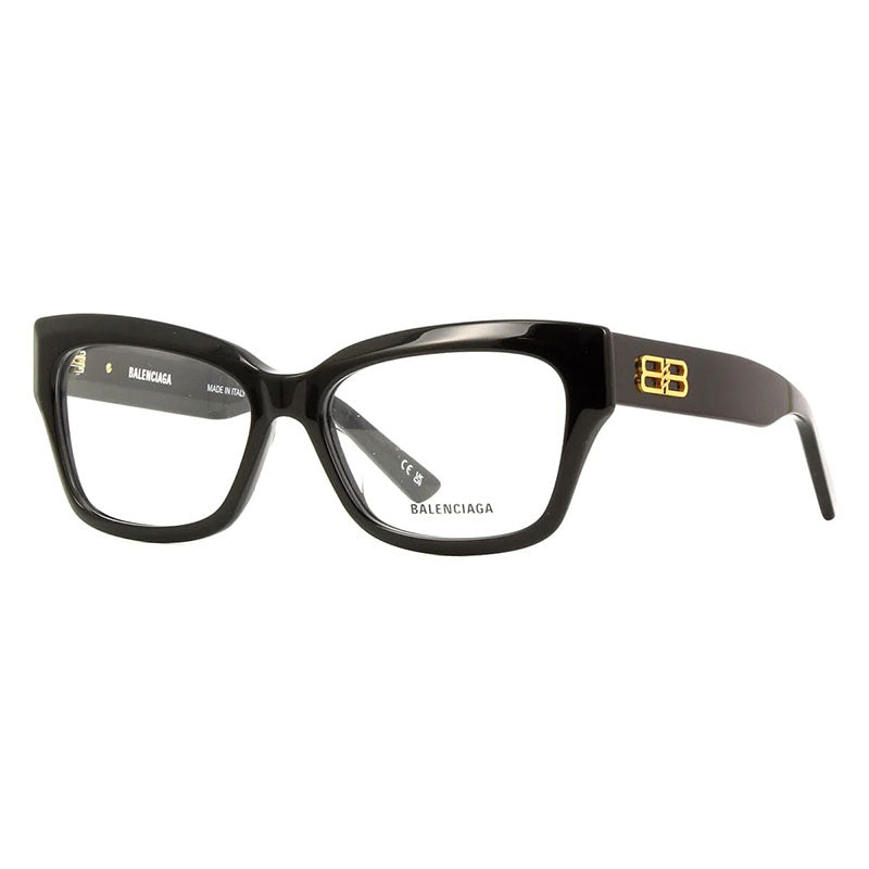 Balenciaga Eyeglasses Square Full Rim, Black Frame and Clear Demo Lenses Lens BB0274O001