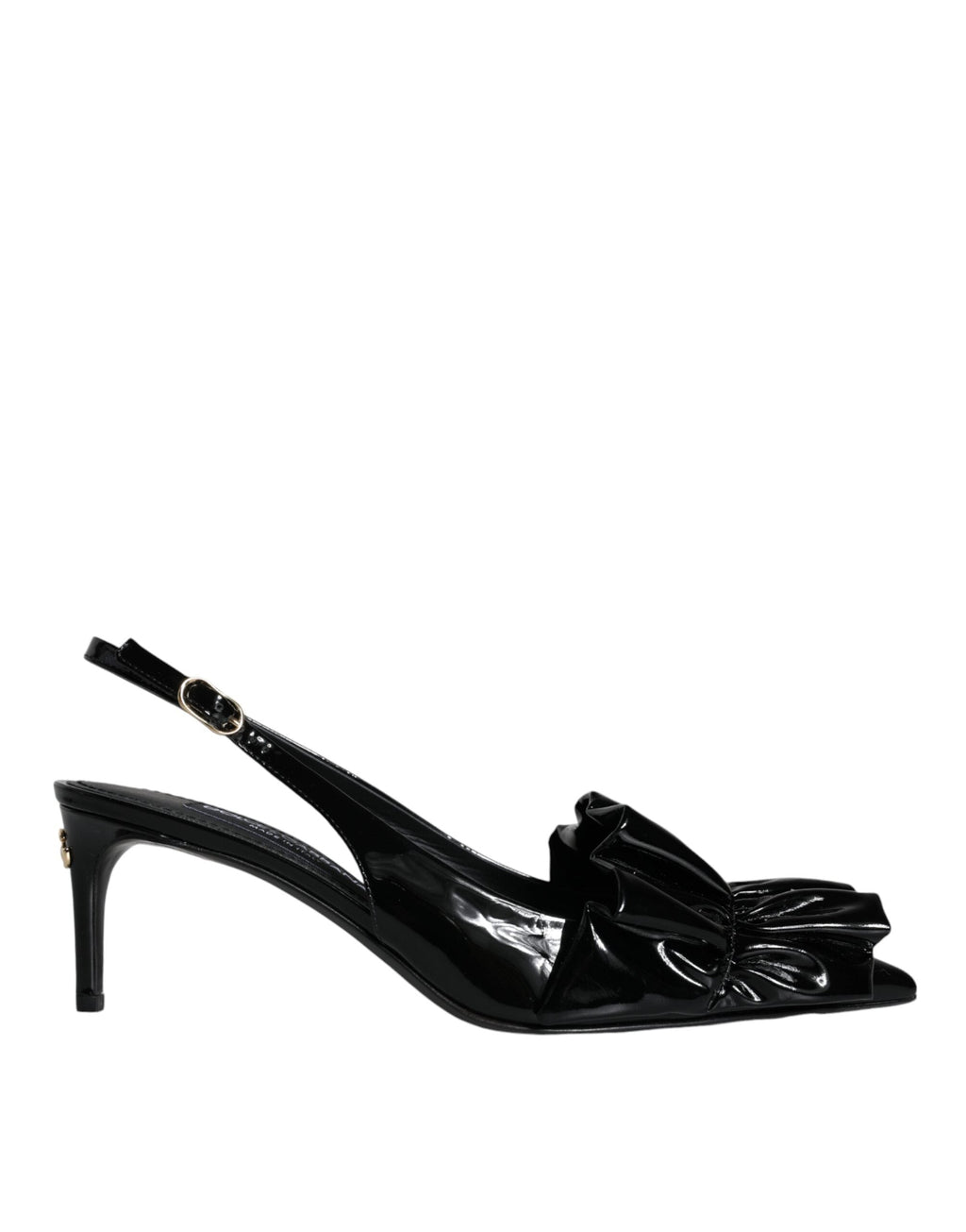 Dolce & Gabbana Black Patent Leather Heels Slingback Women's Shoes