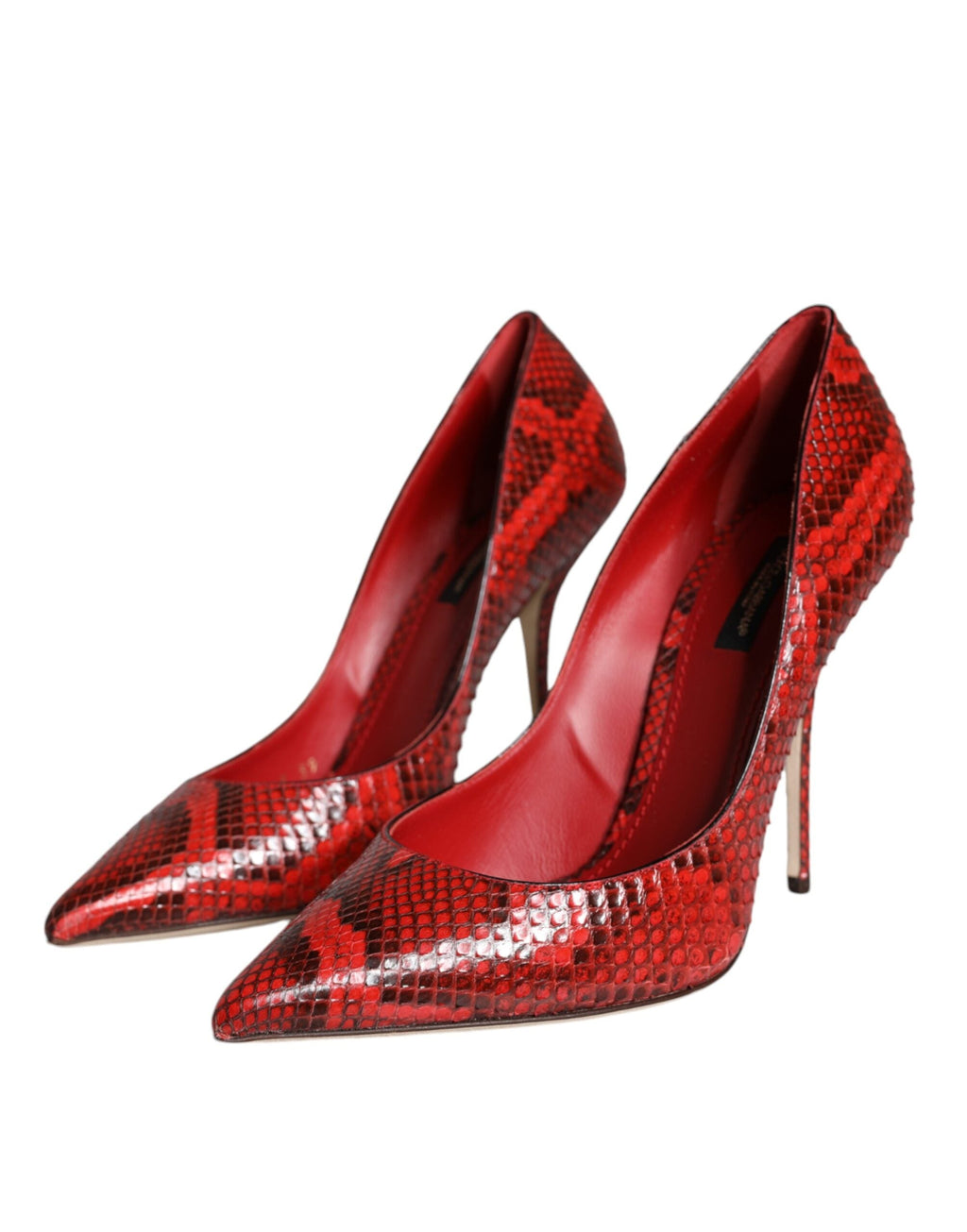 Dolce & Gabbana Red Leather Stiletto High Heels Pumps Women's Shoes