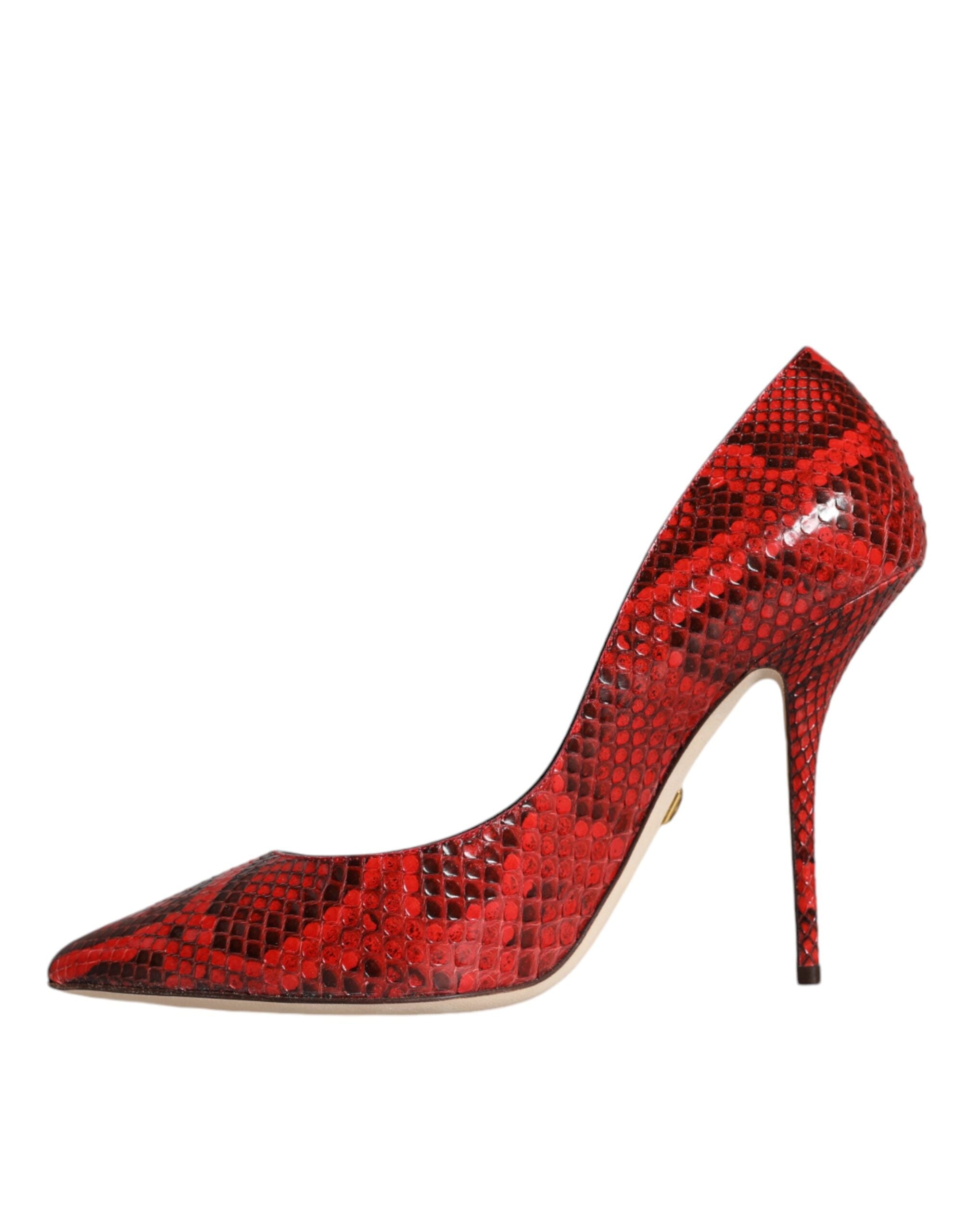 Dolce & Gabbana Red Leather Stiletto High Heels Pumps Women's Shoes