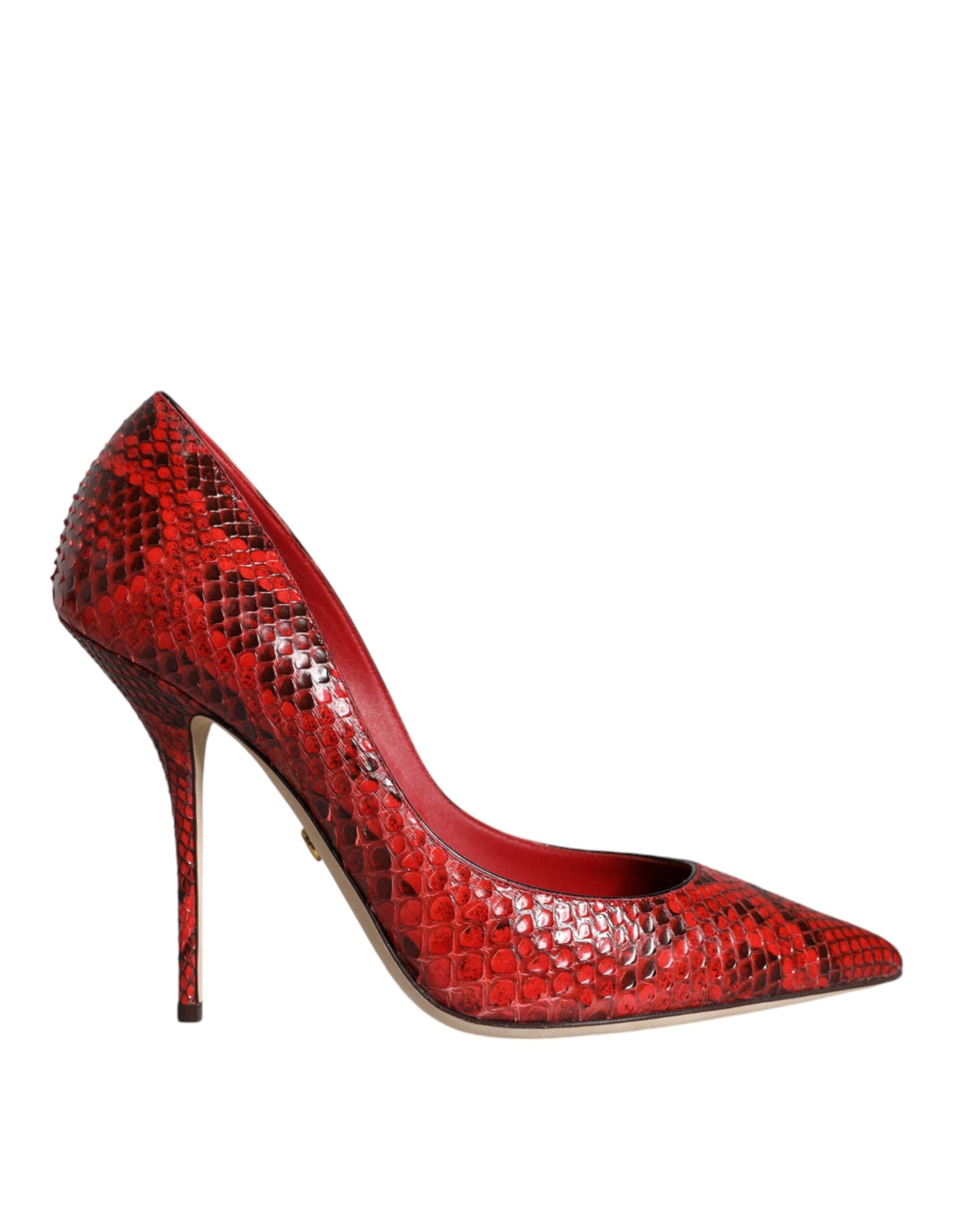 Dolce & Gabbana Red Leather Stiletto High Heels Pumps Women's Shoes