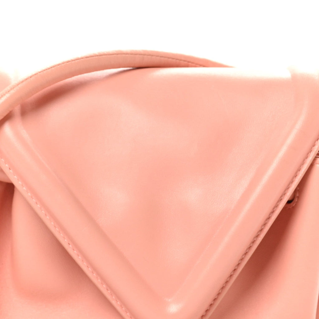 Lambskin Small Beak Triangle Flap Shoulder Bag Peachy Silver