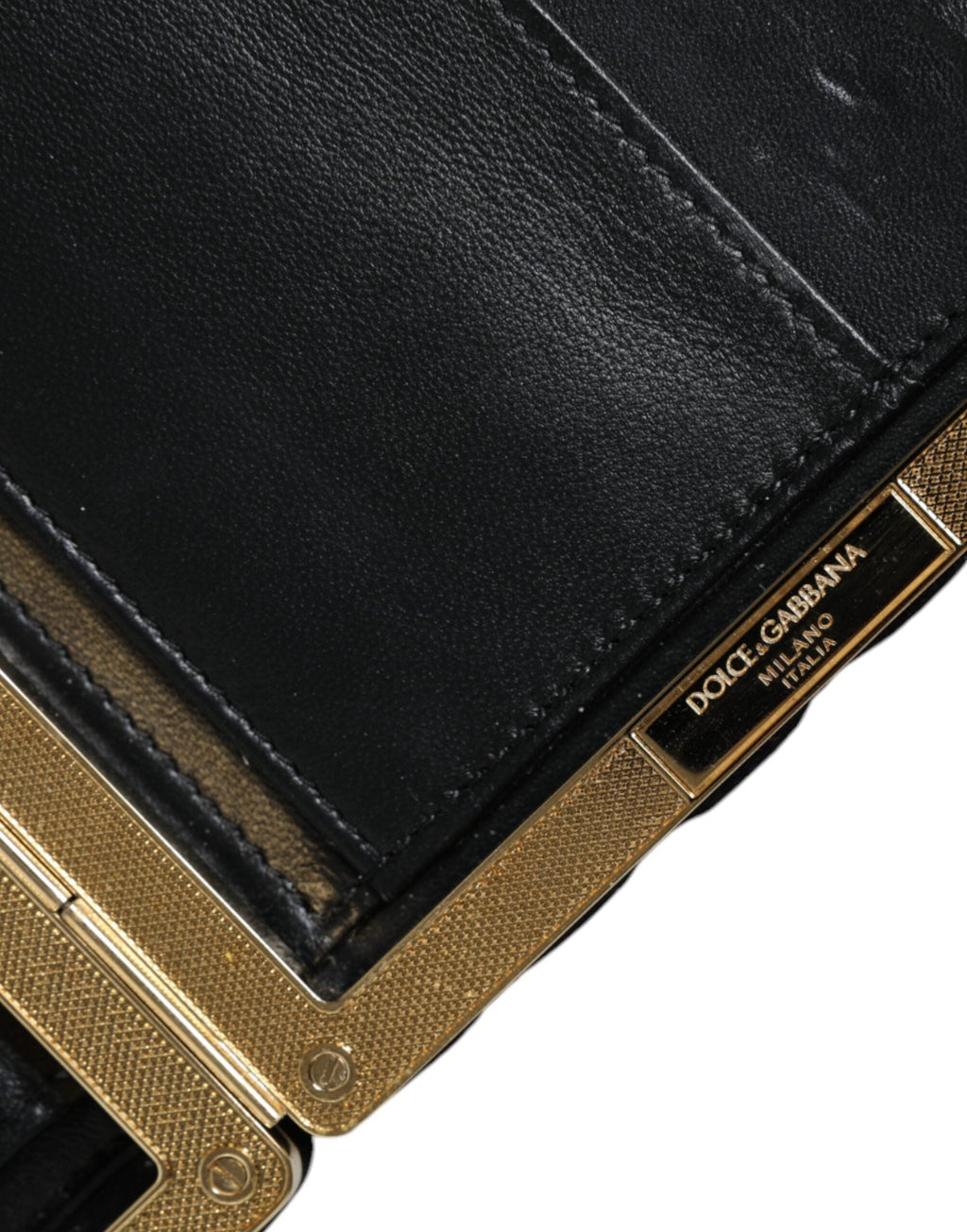 Dolce & Gabbana Bordeaux Black Velvet Gold Frame Clutch Evening Purse Women's Bag ( )