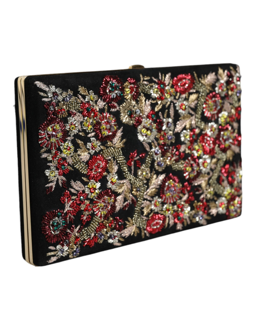 Dolce & Gabbana Multicolor Floral Gold Frame Clutch Evening Purse Women's Bag