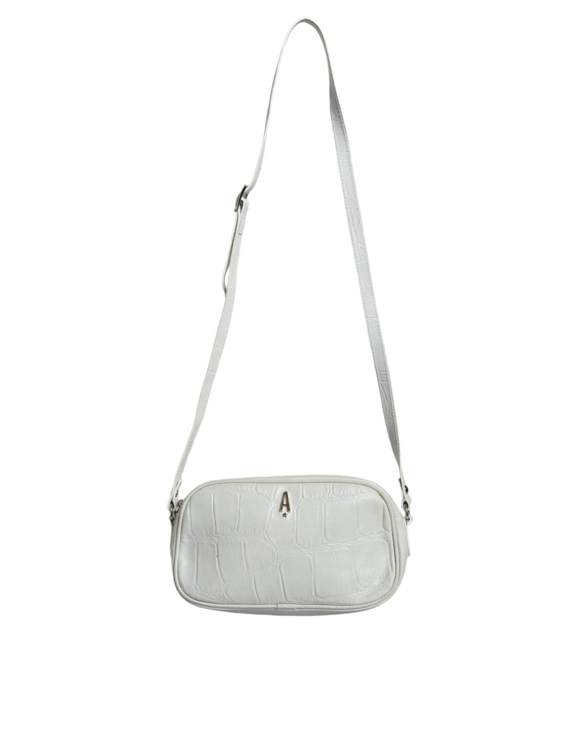Aniye By White Croc Print Leather Crossbody Sling Women's Bag ( )