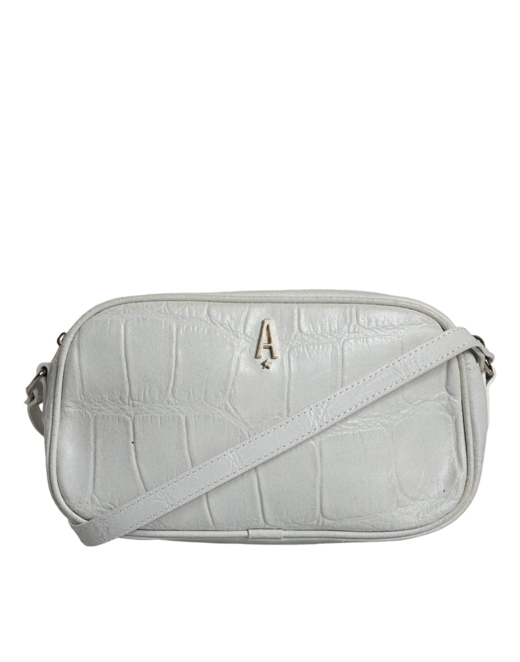 Aniye By White Croc Print Leather Crossbody Sling Women's Bag ( )